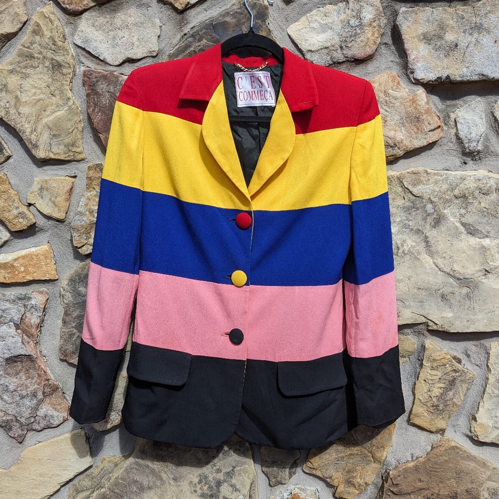 C'est Comme Ça Vintage Colorblock Blazer
